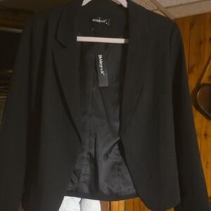 Allegra K Black Open-Front Tailored Blazer